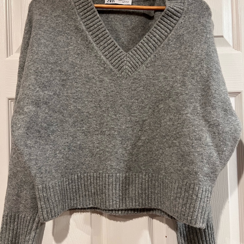 Zara Charcoal V-Neck Women's Sweater